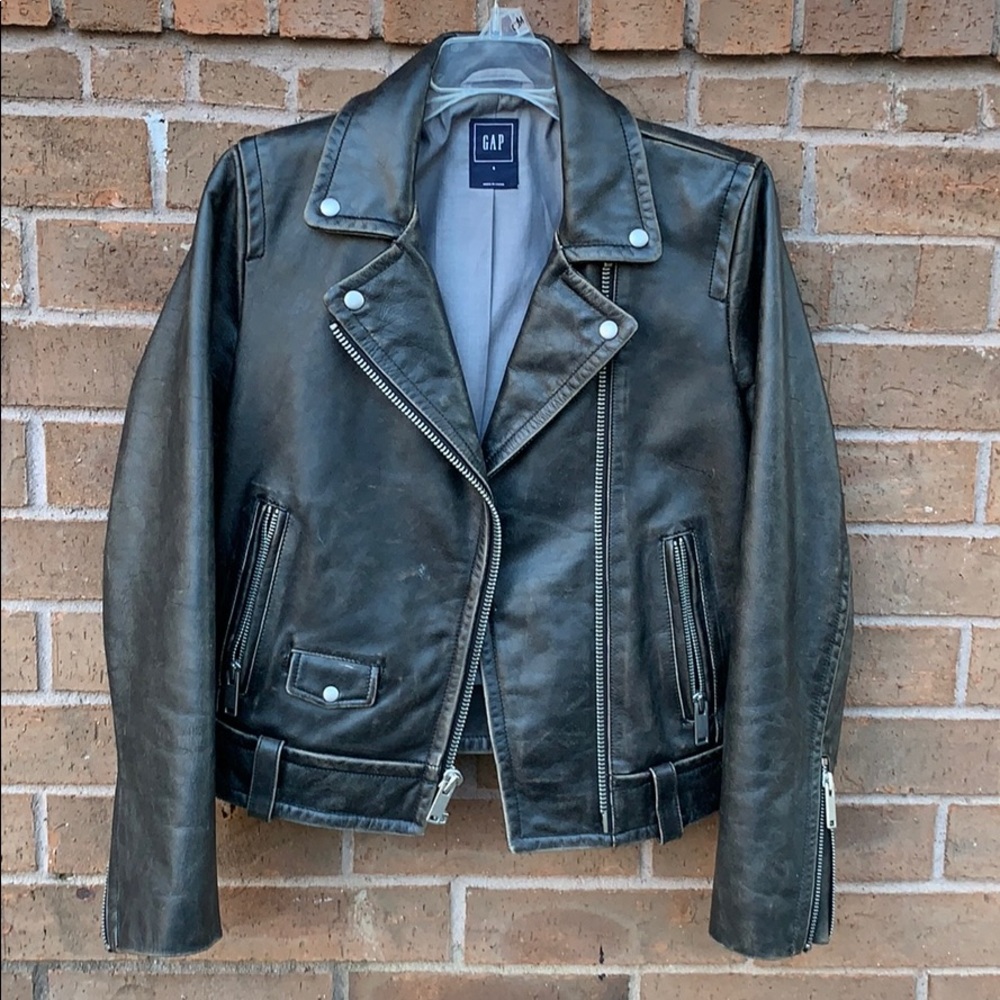 Gap leather biker moto jacket